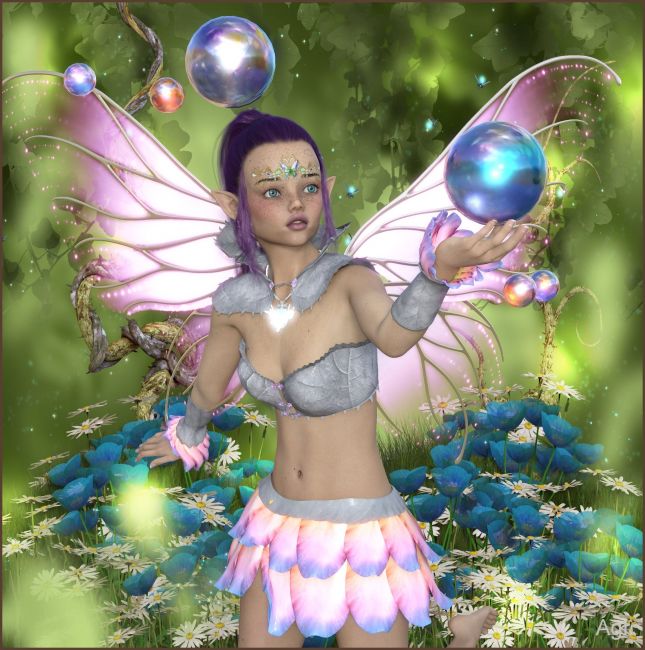 Bubble Play
Belle and Bubbles Genesis 8 female, at Renderosity. Wanted a cheerful render. Daz Studio render with Iray.

SAOTW ~ 05/23/20
Keywords: Fae bubbles play SAOTW 05/23/20