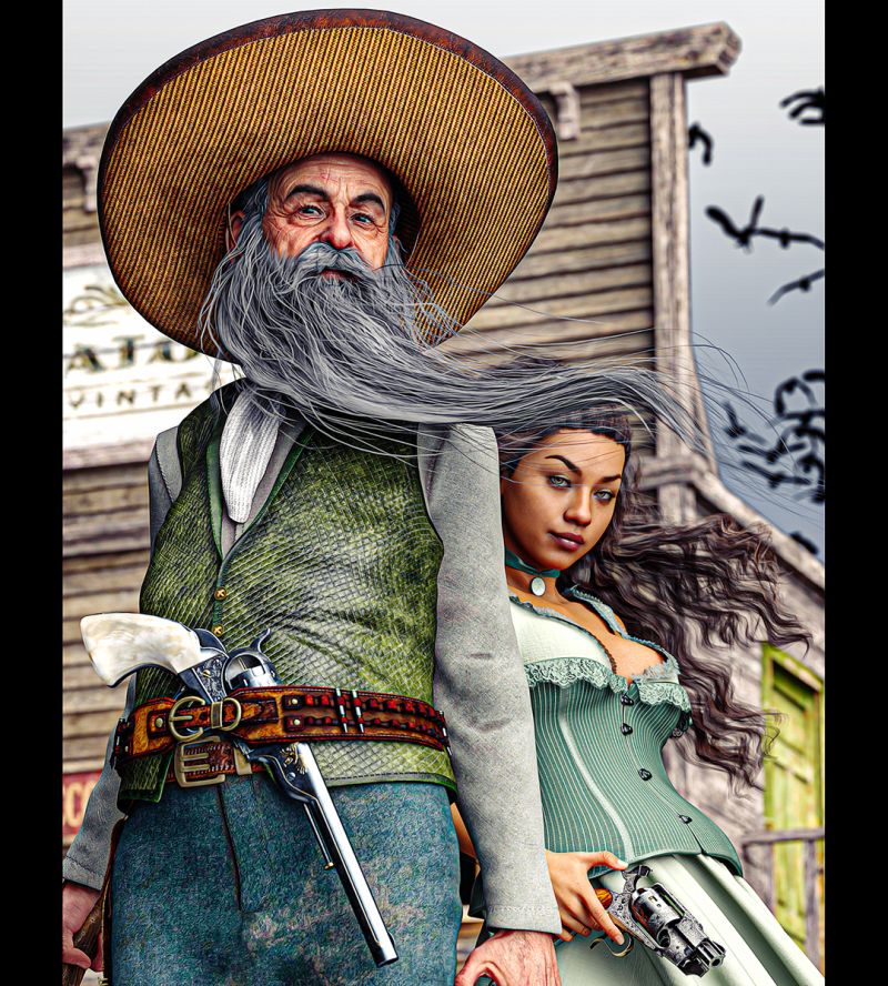 El Lobo
 ... and Daughter
Keywords: pistol cowboy western shotgun beard