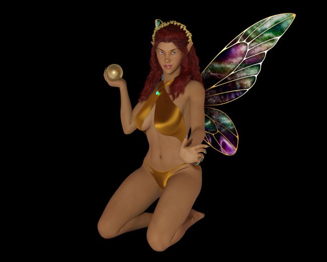 Faelina 2020
I updated this image with the newer completed version with the newer wings and complete outfit.  Also added a mystical pendant and belly piercing.  I think she's happy now. 
Keywords: Wings