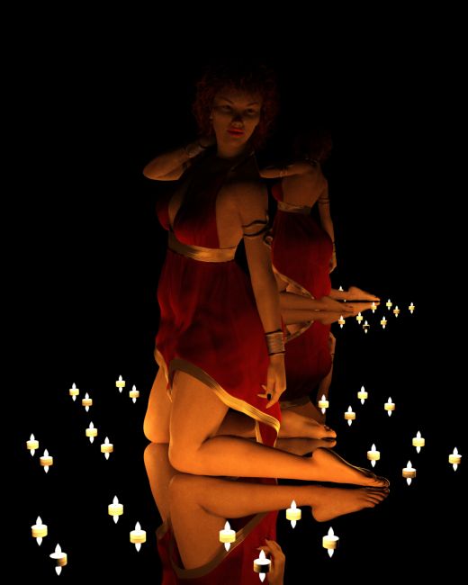 Hump Day Honey 101 - Phoebe
Phoebe strikes a pose to demonstrate the power of Candlelight in the Mirror Room.
Rendered with just the clusters of Votive Candles you see. all the other lights were turned off.

Keywords: Pinup