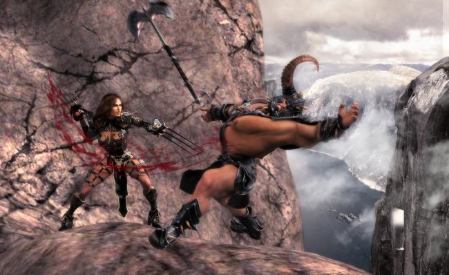 The one who falls, loses!
Thanks for visiting!
Keywords: female assassin male barbarian fight outdoors