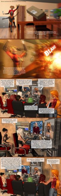 Girls From T.N.A: Breitlenger Jar: Ch 6 Page 40
Here (finally) is the latest page in the Girls' adventures! We're nearing the end of Chapter 6, and Chapter 7 is just around the corner... Stay tuned!
Keywords: T.N.A. comic story adventure spy sci-fi poser photoshop