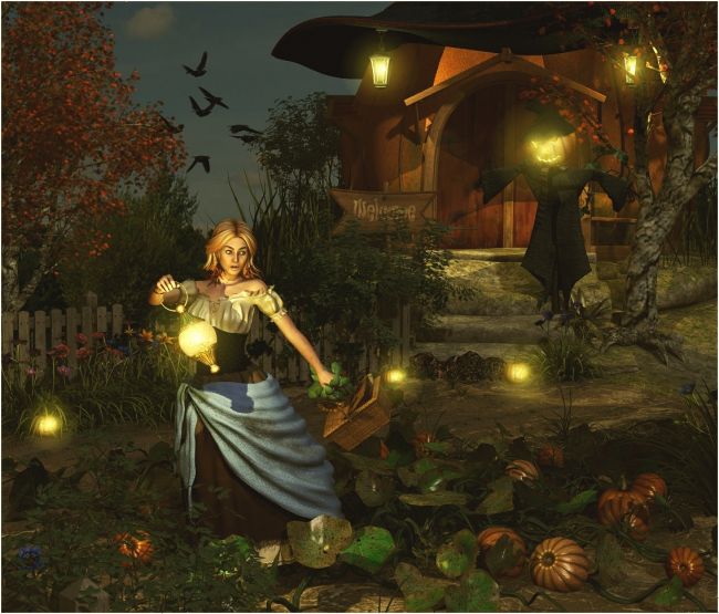 A rat in the pumpkin patch
~TOTW WINNER WK of 10/10/20~
Credits:
Witch Hat House by 1971s (RMP)
Pumpkin Jack's Pumpkin Patch by David Brinnen-ForbiddenWhispers (DAZ)
Daylily and Sunflower by Lisa's Botanicals (Hivewire3D)
Autumn Elegance by Napalmarsenal (FRM)
Keeper of Dreams by Valea (DAZ)
Almirena Dress	by Esha (DAZ)
Common People: Almirena Dress by Aelin-Namarie (FRM)
LoREZ Rats LoREZ Crows by Pedatron (DAZ)
Autumn Picnic by DAZ
Filter Forge and PD Artist
Thanks for looking and for your nice comments on my previous renders

Keywords: TOTW Winner 10/10/20
