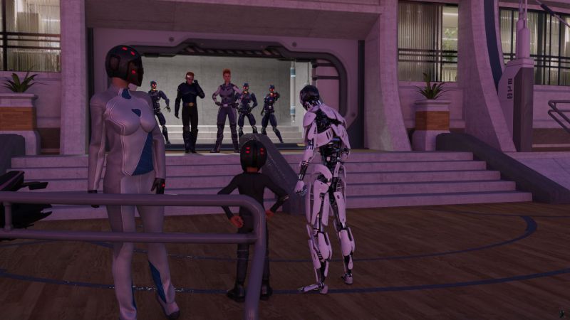 A Greeting Committee?
The main entrance to the lab lumbered up and the security squad rushed out.  To their leaders' surprise, there was only one soldier, one biotech and one AI.  

From the racket they had assumed the lab was under attack.

"Warrant Officer Murphy and team, reporting for duty," Willy said easily.

The commander of the security squad said after a pause, "Women's dorm is on floor A-5.  Men's dorm is on A-4. Straight ahead, then right. Take the lift to your floor, go left."

The security squad turned as one and went back into the building.

Next image is [url=http://www.thefantasiesattic.net/attic/cpg/displayimage.php?pid=40789]here[/url].  Previous image is [url=http://www.thefantasiesattic.net/attic/cpg/displayimage.php?pid=40787]there[/url].

Story starts at [url=http://www.thefantasiesattic.net/attic/cpg/displayimage.php?pid=37772]this image[/url].
