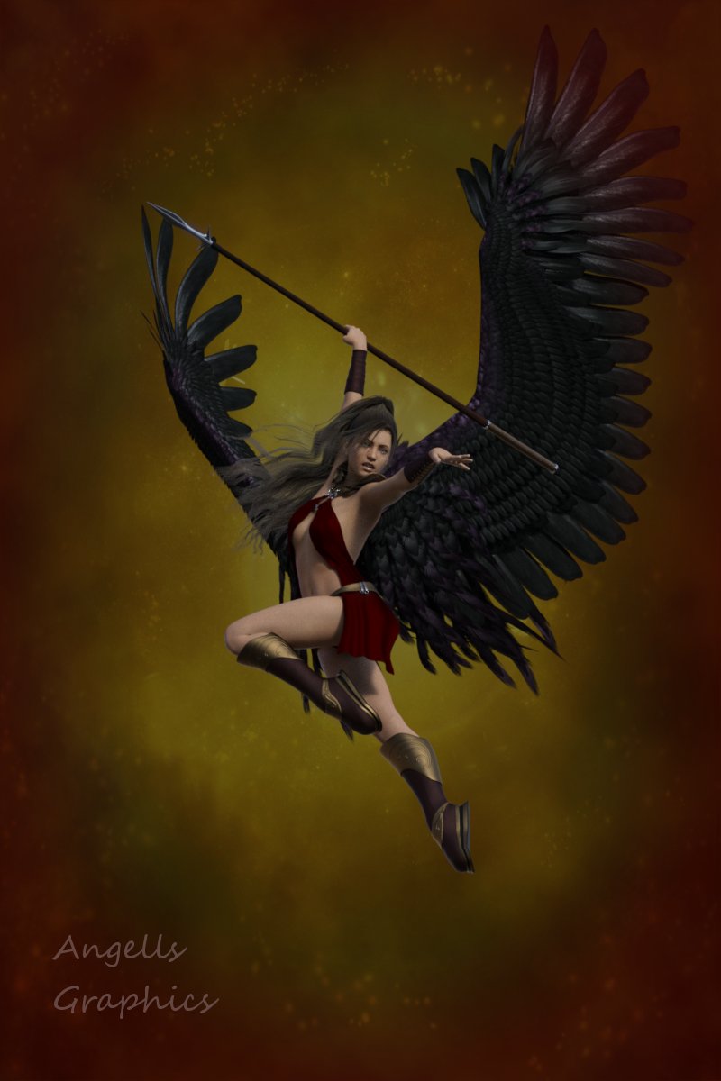 Angel of Retribution 2.
~TOTW Winner Wk of 6/5/21~

Full render of Angel of Retribution. I like the close up one, but also this one. 
DazStudio render, Evil queen wings , Hot Spear Outfit, Genesis 8 F. Fantasy Long Hair 
Keywords: angel warrior TOTW Winner 6/5/21