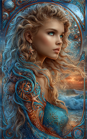 Arrival of the Water Spirit
Another character for this series.  I'm having fun, and appreciate all of you. 
Keywords: RainbowGypsy Carmen Midjourney Fantasy AI