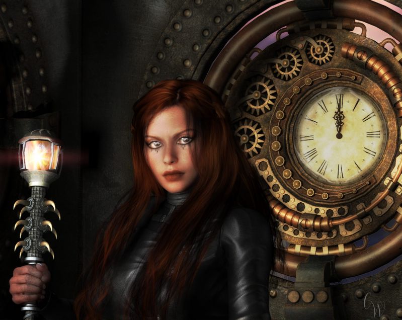 Time Guardian
She would stand guard of the clocks which held time in place
between realms of the here and now to protect the worlds from
those who would tamper with destiny. 
Keywords: RainbowGypsy Carmen Fantasy Time Guardian