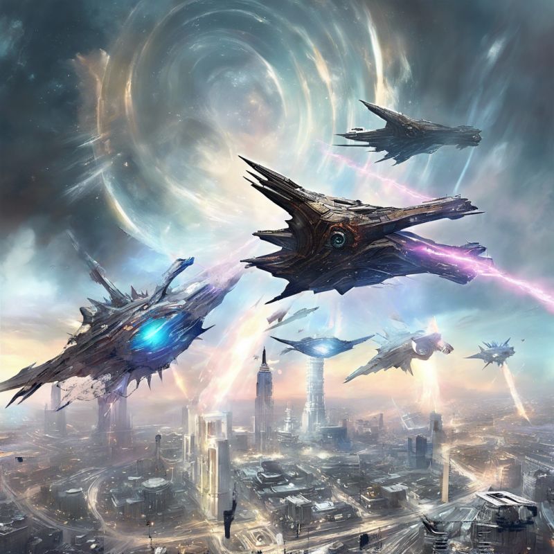 Spaceship Battle-ai
Thought I would give ai a try...
They came through a portal and the battle began!
