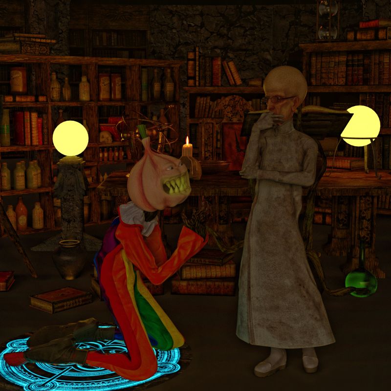 Class Clown
Professor Mort Can You Please Fix This! 
Your Constant Interruptions in the Class Have Hampered Learning among the Students who Want To Learn!
Let this be a Lesion to You That Garlic is not a Substitute For the Stinky Druid Bulb that You Switched in the Class Resource Room.  
