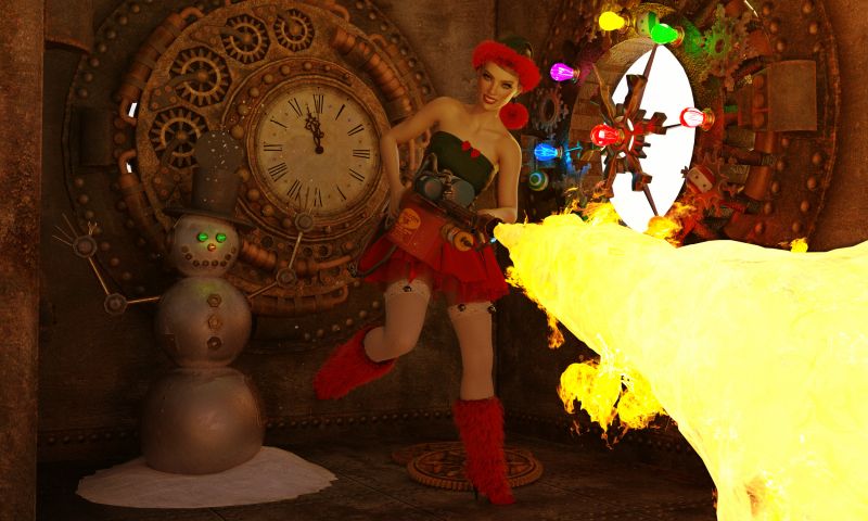 Milly Was a Really Good Girl This Year!
And Got What she Wanted For Her War on spiders in Santa's Workshop! O.O 
