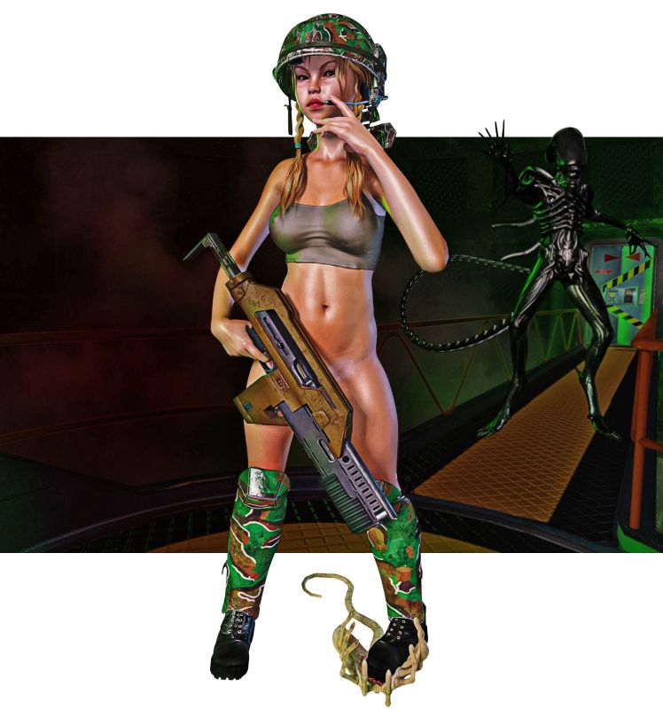 Aliens Ate My Shorts!
Just messing around.
Keywords: alien space scifi woman nude rifle monster