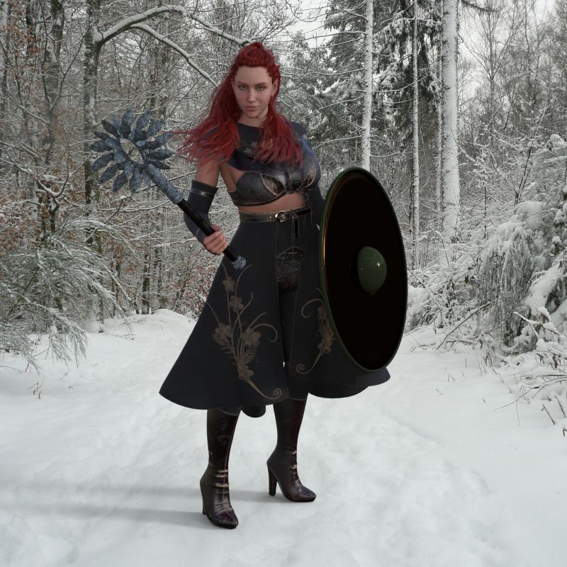 Brynhilde
Brynhilde ready for battle but this Shaman's potions are never far away.
Keywords: Fantasy