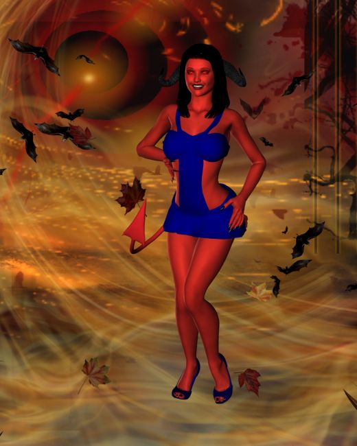 Devil With A Blue Dress
Come dance with me!  I promise I won't bite...  much!
Keywords: Demoness