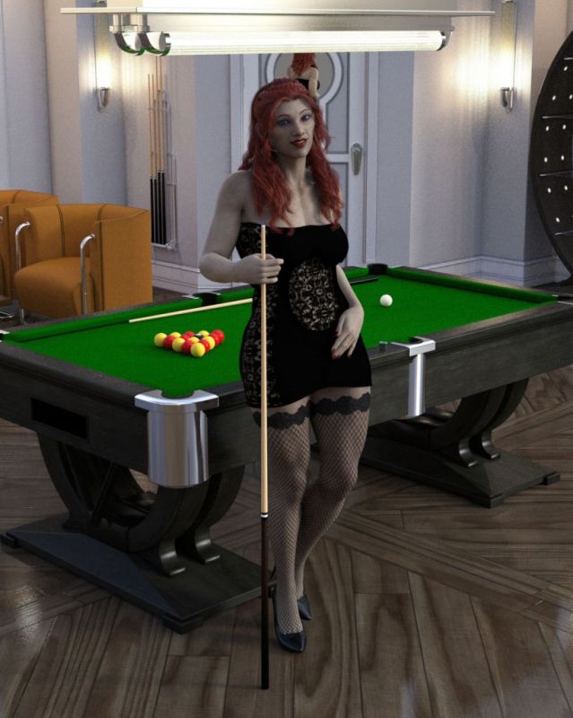 Hump Day Honey 109 - Cheyene  (reworked)
Our newest Honey is Cheyene from right here in Texas.  I hear she is quite the pool shark...

(The pool tables shadow on the back wall bothered me so I went back in and redid the lighting,  The pool table top wasn't green enough for me either so I fixed that as well.  If the changes don't appear at first F5.)


Keywords: Portrait