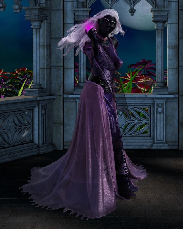 Ilvaria the Dark Elf Enchantress
What traps and pitfalls await you when you enter her lair?  The Enchantress weaves her own webs for unwelcome visitors.
Keywords: Dark Elf Maiden