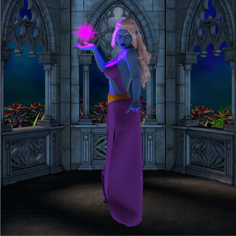 The new Ilvaria
I made a lighter version of Ilvaria my dark elf because I figured that the darker one was too dark to make out her features.  I'll have her promos and stuff ready hopefully by the time the market opens back up and she'll be included with the original Ilvaria.  More makeup, nail and lip options and eye colors.  Other than the makeups everything else will work with any G8F character.
Keywords: Fantasy