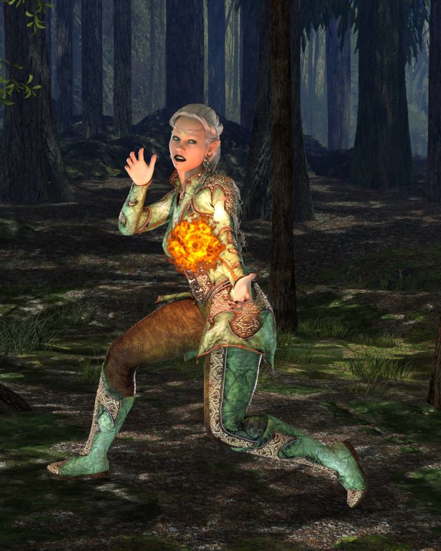 Die Orc Scum!
Marial fighting off an Orc invasion.
Keywords: Elf Maiden