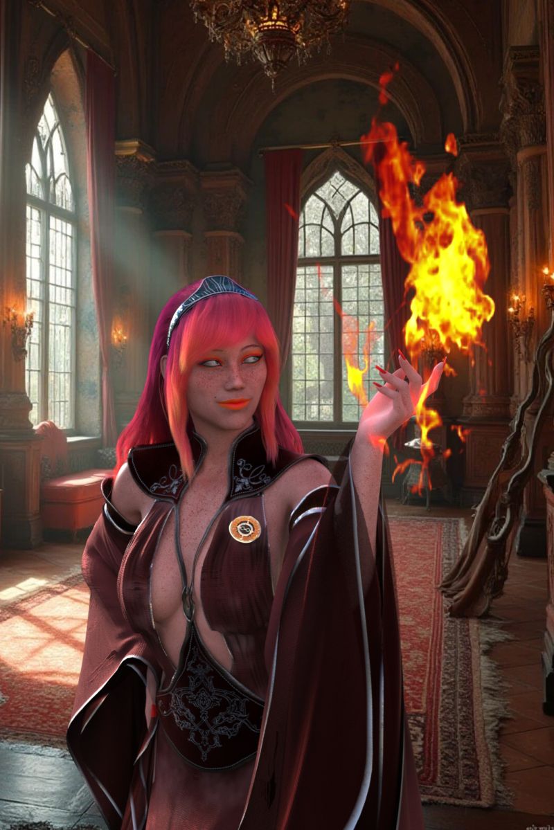 Mouraine D'Lana
New Character getting featured in my first book next year. Mouraine D'Lana is a Human Fire Sorceress with additional powers of calling Lightning and creating Portals. Willanaome's comment on meeting her for the first time was that she seemed nice but her attire needed more fabric. She'll be the first Human to join the Sisters.
Keywords: Fantasy