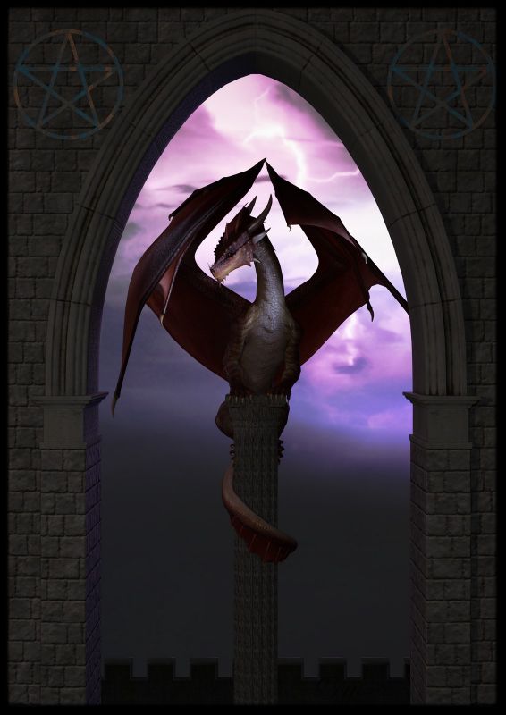 Dragon Pillar 
This started life as a pencil sketch about 14 years ago.
The sketch got left unfinished as I could never decide what background I wanted or, if I were to add colour, what colour to make the dragon.
Now I have finished and brought it to life in 3D 
