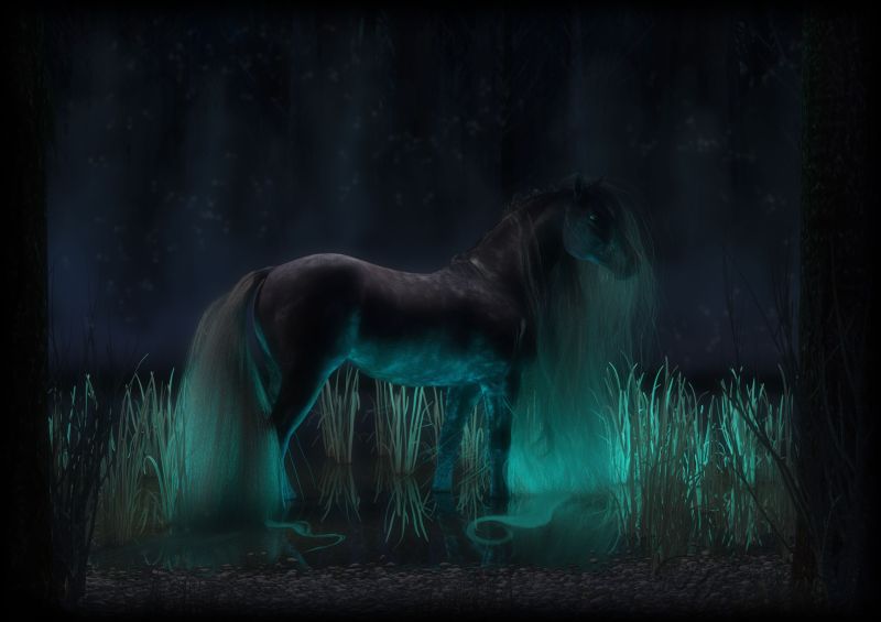 The lonely Place
The year turns and the veil thins, 
in the lonely places shadows stir. 
Best not linger long when passing after dark,
hurry home to bright hearth waiting.
Was that the rattle of a hoof on stones?
Just the wind among the dying reeds.
Did something stir the water's edge?
Just a frog swimming.
Through the trees, a glowing shape?
Just the moonlight on the water.
But wait! The wind is still, the night silent. No sound of frog.
And the moon is dark...
 
