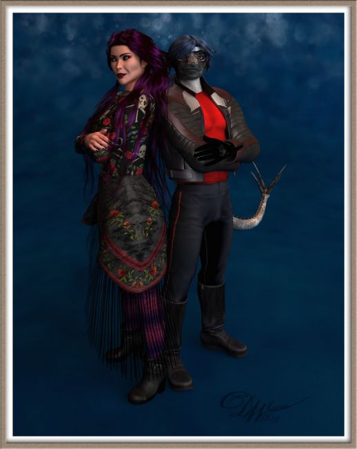 The Dynamic Duo 
~TOTW Winner Wk of 6/1/19~

Or Double trouble depending on the mood.

Thought I might do some portrait type renders of the folks form the coffee Shop 
Keywords: TOTW Winner 6/1/19