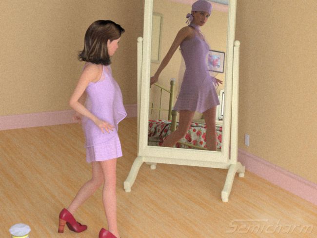 Flapper Fantasy
Fifi's in her room playing dress up by the mirror.

I was asked for a pic comparing Fifi's size, so I had a bit of fun with it. SAOTW ~ 12/14/19
Keywords: mirror bedroom child daydream dressup girl lafemme SAOTW ~ 12/14/19