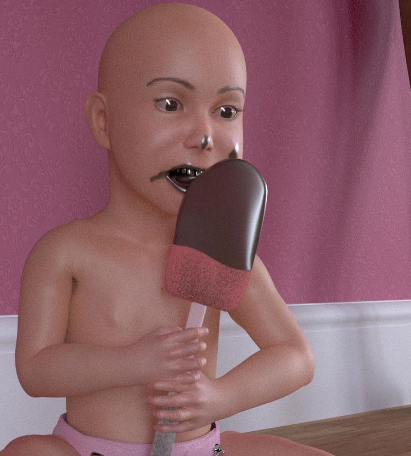 Felice render test: texture update
I noticed a few issues with Felice's textures and finally got around to addressing them...hopefully. Unfortunately, I still can't keep her out of the chocolate...
Keywords: girl kids chocolate