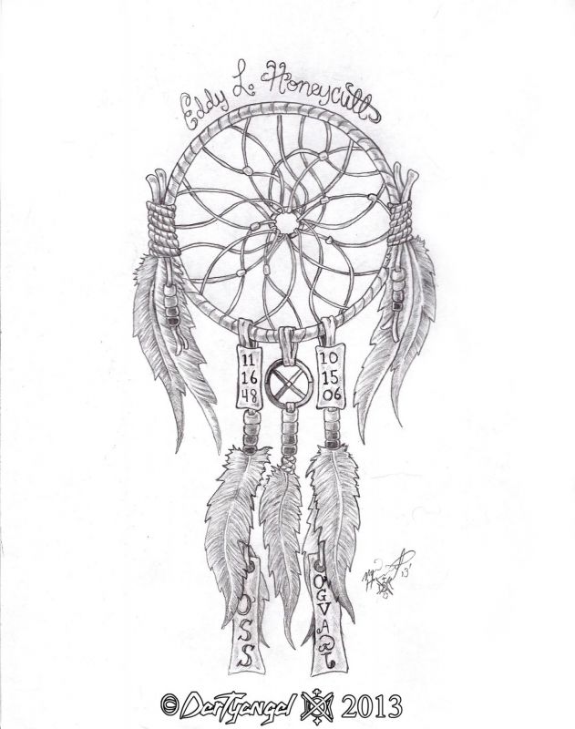 Dreamcatcher 
The second Dreamcatcher i've drawn this year. This one is a tattoo design for my daughter in memory of my dad. It says Grandfather and Peace at the bottom in Cherokee
