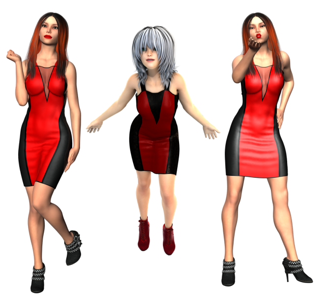 ChrisCoxPanelDress G8F
ChrisCox made this dress and I tested it out for him, the one in the middle is my texture but for some reason the lace didn't show up.
Forgot to add this is both conforming and dforce, fits G2, G3 and G8
Keywords: ChrisCox Panel Dress