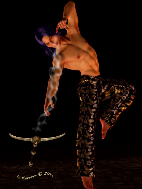 Chi-Wiz
A master practitioner of Qi-Gong, Djinn is able to control and direct his inner power (chi) to push, pull, throw and break. Glory already knows the basics of this. Now he will teach her the more advanced methods he knows so she can better protect herself if he's not around. There are no threats at present, but it is never a good idea to slack on one's awareness of everything going on around one. It's been their words to live by since they got here...because they don't want trouble. 
