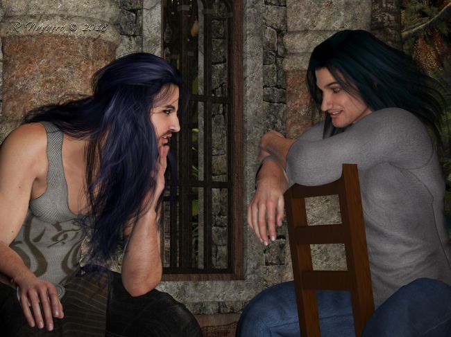 Man Talk
As Seth approached the guest house, he saw Justin looking like he needed someone to talk to. Maybe. Seth pulled up a chair, spun it around and sat down beside him. "What's up with you, bro? Looks like there's something weighing on your mind. It's not about the Lodge and the Poker game last night, is it?"

JC laughed softly and started to shake his head. But then he stopped and he shrugged. "Perhaps. In a sense, I suppose you could say. I'm about to change everything in my life. Everything I've known...for Desi. That includes the Lodge."

"Don't you think she's worth it?" Seth smiled. "I was always under the impression that you were of a mind that she was worth everything." Seth had been looking into Justin's eyes as he spoke and read something there. (Seth was very good at that.) "Oooohhhhh, I see. Now that it's staring you in the face..... Well, all I can say is "Don't try to second guess yourself, man. You know you've been in love with her for...what? Twenty or twenty-five years?"

"A long time in 'dog-years' - that's all I know. Don't you think I feel stupid?" Justin asked with a wry smile. "I used to walk into Feral bars and start fights, just to pare down the population that came in. They'd scatter - most of them - when they saw me coming. And here I am, afraid of what the love of my nine hundred and some year life could do to me, if she decides...."

"She's not going to decide THAT way, I assure you. Got some of that GSL Coffee goin' in there?" Seth stood up. "With some of my wife's brandy.... Mmmm." He opened the door and Justin finally stood up. "You can start over here - on this world, my brother. Leave all of Earth behind. You'll be better off. You and Desi fought together in the Feral Wars. You saved each other's lives. Sorry I wasn't there to see it, but I heard from those who were. 

"I was in SanAn with dear old Dad, getting rid of the Queen-bee - Veronica Reed*, and her personal squad of goons. They put me with MJ. That's where I met her. We fought together too. And when it's like dancing some intensely wicked dance well, that's when you know - THAT is your partner.
 
"You know as well as I do, not all 'partners' in fights are smooth as butter on the intermeshing of purpose. It evinces itself in EVERYthing you do together, JC. You know that. Sit down and I'll make the coffee," he winked. 

* Veronica Reed is Glory's maternal Grandmother - a Hybrid Asgardian Werewolf who had herself bitten by a Vampire to become Hybrid. She was a woman more than disliked by the members of the Black Sun Clan.
