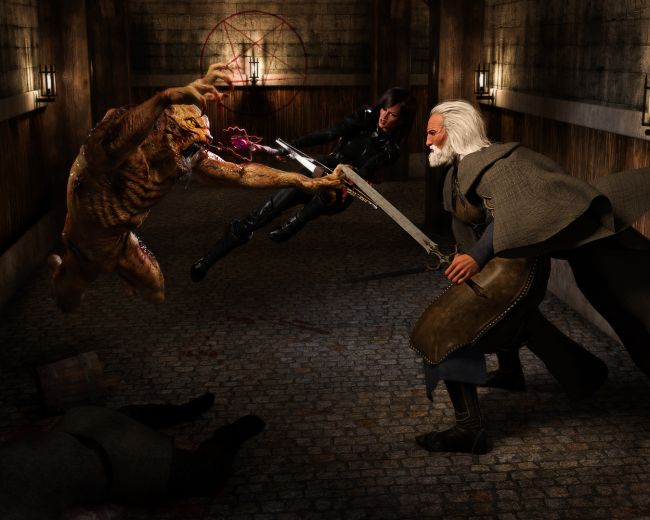 Cleansing the cellar
Thanks for visiting!

SAOTW ~ 11/14/20
Keywords: Fantasy, battle, cellar, monster, pentagram, SAOTW ~ 11/14/20