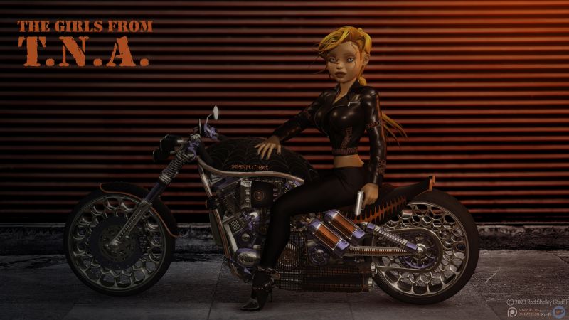 G4 Looking Badass! - SAOTW winner 12/09/23
She's ready for some TNA Action!

13 years this story's been running over on 'Rosity. I need to do some updating here.

Enjoy!
Keywords: TNA, T.N.A., story, comic, G4, Girl4, motorcycle, leather, Poser, Photoshop