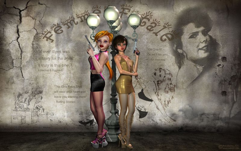 Girls From T.N.A. Intro 2
What does this agency do?? Well, that’s pretty well classified, but my sources tell me it is similar in scope and purpose to the old U.N.C.L.E. organization which as we all know was tasked with many missions; international espionage, tracking of insidious criminals, and people who wanted to take over the world, and most importantly, keeping channel ‘D’ open.
Keywords: T.N.A. Poser Photoshop spy espionage adventure sci-fi