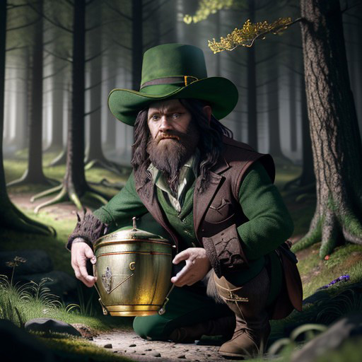 Leprechaun... finally!
Few weeks afters, I learnt to turn differently my prompt. And the reward was to see finally Leprechauns coming around. With their own cauldrons, but not always with their gold. I liked too anyway.
And they are far better than what Leprechaun I can draw, like I saw that today lolllll

Made in Stable Diffusion
