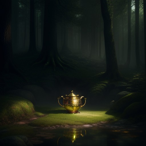 Leprechaun
Don't look too much for the Leprechaun, he isn't around. That is one result when the AI refuses to understand what you are asking it lolllll I liked anyway my little cauldrons lonely in their forests. So here one of them

Made in Stable Diffusion

