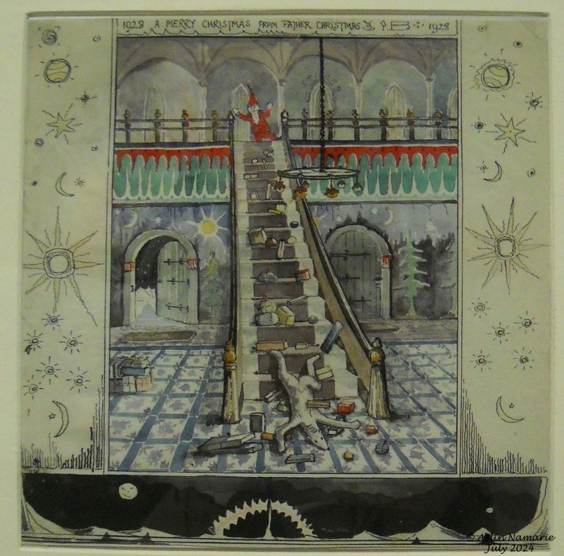 Christmas 1928 (2)
Here is a duplicata from the original Tolkien's drawing. Look at the gifts, colors aren't the same than in tapestry.

The next time, we'll plundge finally in Middle Earth stories!
