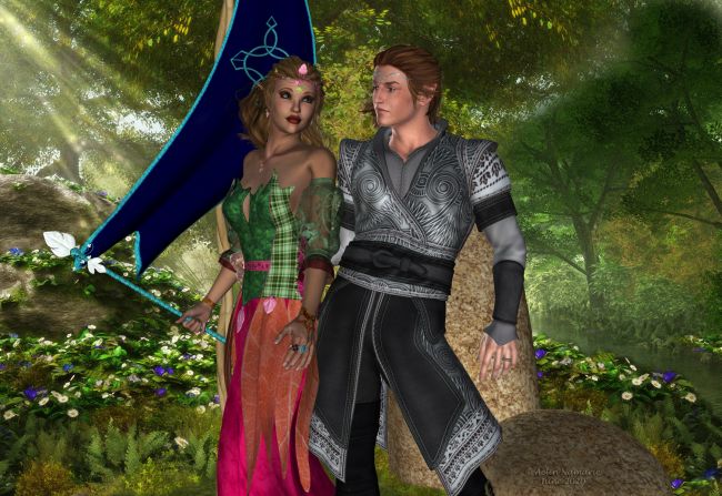 Amhenia and Regnar
Years ago, I had no reason to keep tracks of the settings I used for Amhenia; I considered I ended with her and Regnar's story.
Then I found reasons to resurrect the duo. I more or less brought back the settings for Amhenia. Fortunately, I wrote most of products I used for her!
Regnar was easier at that time. No big change on the M4 face nor his ears, I saw him like a wizard able to stay alive forever thanks to his skills in the magic world. Today, it's different, he is an elfic man too.

It seems it's time for a stroll somewhere around the Regnar's castle in their company.

Last time we saw them: http://www.thefantasiesattic.net/attic/cpg/displayimage.php?pid=32749

********
DMR Alahna, by Danie & Marforno (on Daz3d)
Kenna for V4, by ARTCollab (on Daz3d)
Elven seasons for Elfin V4, by Aelin (FRM exclusively)
Seasons, by Mada & Thorne (Daz3d) [sleeves]
EA Roger, by EmmaAndJordi (on RMP)
Renaissance Tunic for Mike 4, on Xurge3D
Medieval Royalty for M4, on Xurge3D
Mel's Fantasy Rock backgrounds, by JustMel
Mel's Secret Places, by JustMel
