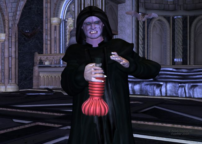 Bloody Helloween
Had an hesitation to make him like a pinup or not, but finally decided to leave him outside of the contest.
I totally forgot his existence until I checked all figures in my runtime.

********
Vampire, by Chaos Warriors
Bottle, by Seachnasaigh (Sharecg)
Bat [were on RDNA]
Bat, on Most Digital Creations
The Observatory, by Summoner (FRM)
Observatory Textures, by Aelin (FRM exclusively)
