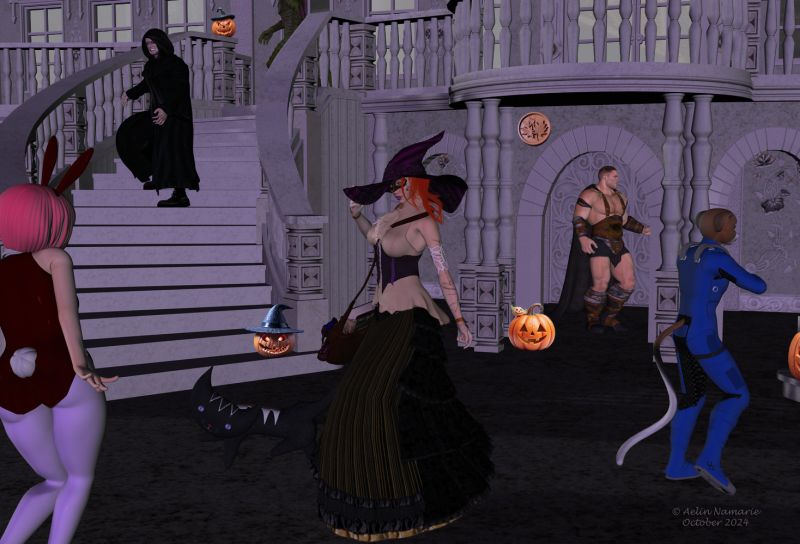 3rd Place~Carnival surprise
Once by century, Inelda likes to join the carnival of Halloween in the nearby town. Mere mortals believe her scars are disguise under disguise and find it very clever. Poor beings, if they knew they will become the objects of her amusement. And the best part: thanks to her potions, no living one reminds what happened and consequently they can't warn their descents.
Her special pet come with her each time and everyone believes also it is a disguise.
Her only regret is to not be able to go for the Carnival of Venise on another time of the year.
Now let the fun begin with potions and spells.

********
Persefoni for V4, by Katt (FRM)
Witch Hunter V4, by Barbara Brundon (Daz3d)
Star enchantress outfit for V4, by RPublishing & Propschick (RMP)
Victorian Innocence, by Lady LittleFox (Daz3d)
SylphTears, by Arki [no longer available]
Patches, by Ascania (Sharecg)
