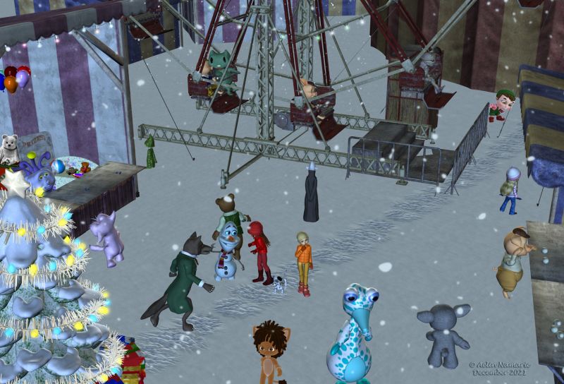 Christmas Fair
Time of happiness for friends and family!

********
Gruggle Monk, by 3Duniverse [with my Christmas textures, in AFZ]
Zwoggel, by Nursoda
The 3 Little Pigs, by 3Duniverse (Daz3d) [with Trumarcar's textures]
Chibu Neko, by TrekkieGrrrl
Big Bad Wolf, by 3Duniverse (Daz3d)
Snowy, by Marcodd (Sharecg)
The 3 Bears, by 3Duniverse (Daz3d)
Toon Girl Sadie, by 3Duniverse (Daz3d)
Ski outfit, by Trumarcar
Dawg, on Mostdigitalcreations
Mae, by Capsces Digital Ink (Daz3d)
Kramp, by Nursoda
Little Mummy [was on RDNA]
Fluff, by TrekkieGrrrl
Plushies: Lulubelle, by Lady LittleFox (Daz3d)
SnowGlobe, by GCloudD (RR)
Carnival Midway, by Jack Tomalin (Daz3d)
Toybox, by Aelin (AFZ)
Ferris Wheel, by Sarsa (Daz3d)
Carnival Big Tent, by Jack Tomalin (Daz3d)
Easy Environments Winter, by Flipmode (Daz3d)
