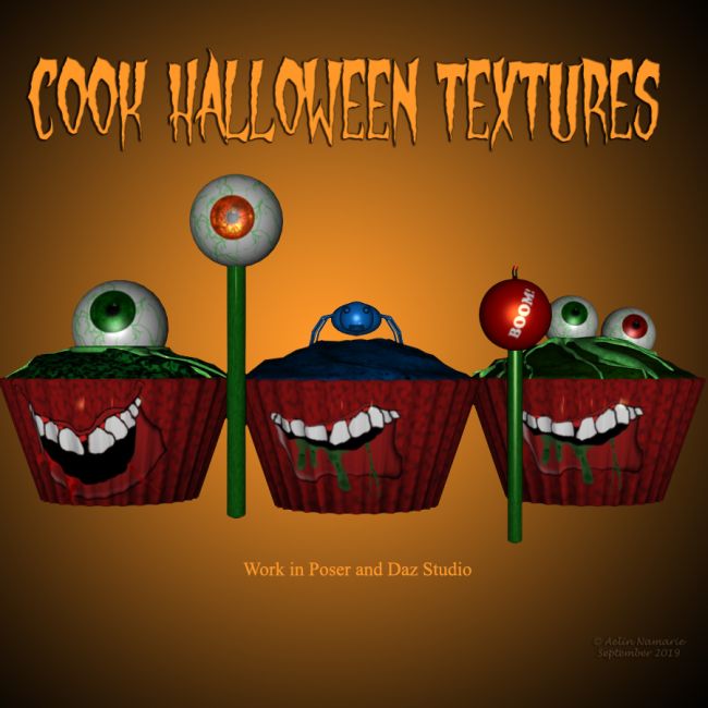 Cook Halloween textures
For always more fun during the Halloween moments, I made bonus textures for "Cook Halloween"! You'll find the candies on FRM; addon textures are on our Halloween page!

Have a crazy Halloween!

(in fact, even if they are difficult to see, I used some of the addon options on that scene
http://www.thefantasiesattic.net/attic/cpg/displayimage.php?pid=37904 )
