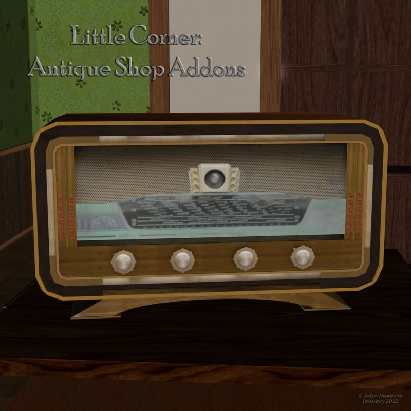 Little Corner: Antique Shop Addons
A new set on FRM, to fulfill more the Antique Shop. Between the furnitures and objects, I had fun to take a challenge to myself: make a old radio starting from photos I took when I crossed one in town. Most of textures were taken from the photos. But it's not the only prop from that set to be from real life.
