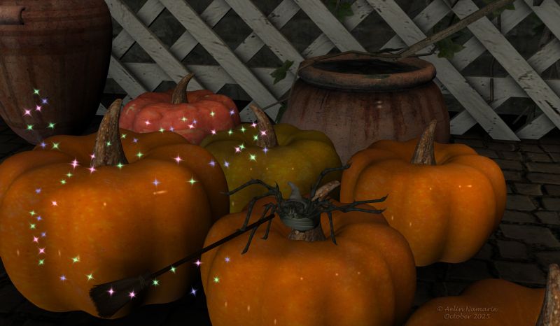 Little dance on the pumpkins
All witches likes to participate in the party, no matter their size.

********
Pumpkin, by Petege
