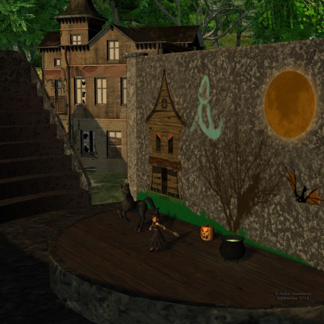 Halloween for Little Theater
Welcome to "The Journey of the Witch" show, made specially for Halloween!
Sadie and her friends play it in Runtime Town.

Allow your characters to play also that spectacle, or any other thanks to the special decorations for "Little Theater" environment - each part of Little Theater having an Halloween texture.

*******
Little Theater, by Aelin (FRM exclusively)
Ladie Sadie, by TamiL (Sharecg)
Halloween Textures for Ladie Sadie, by Chohole (on her site)
Hat and Broom, by Aelin
Helloween Fun Pack, by Keihan (FRM)
2015 Halloween Ghosts Set 2, by Llola Lane (AFZ)
Manta Bats, by Redmysticangel (AFZ)
33 Halloween Fantasy Creatures, by NitaB (AFZ)
Halloween 2012 Freebie, by Mr.Sparky (AFZ)
Le Manoir Abandonne, by Anima Gemini (Daz3d)
