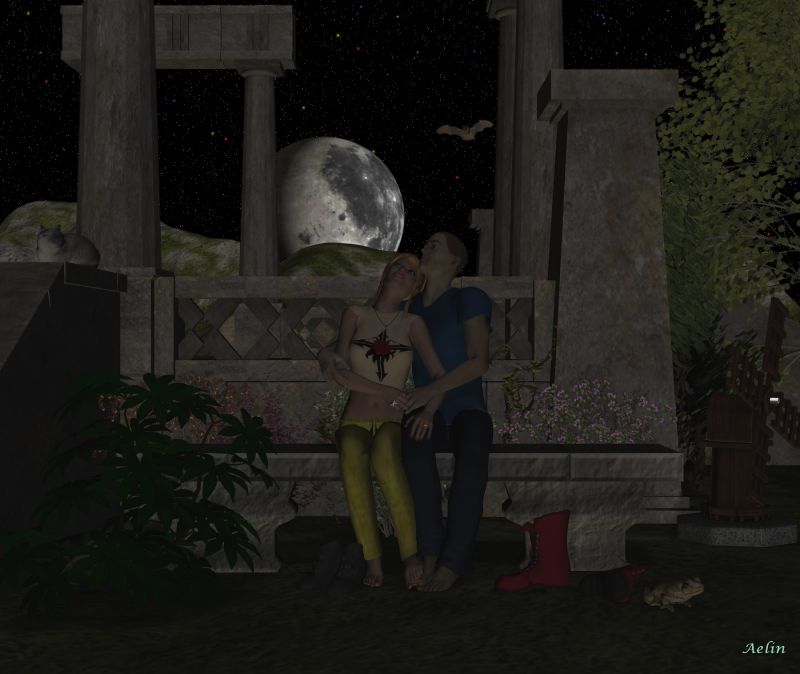 Lovers under stars
It a presentation for my ancient and in the same time new pack of poses for M4 and V4: "5 couple poses". Here, it’s the new pose than I created for the pack. Now, it’s in Attic Free Zone.

Ring [left ring], by Aelin (on Attic Free Zone)
Zapped Wear, by Sanbie (on PFDdelights forum)
Bench stone, by jenay (on Renderosity)
Monument stairs, by jenay (on Renderosity)
Systemsolaire, by AnimaGemini (on Runtimedna)
Gwenith hair, by LittleFox (on Runtimedna)
Spring plants, (on Runtimedna; but seems not always exist)
Mill, on Daz

Animals [Bat, Cat & Toad] come to Most-digital-creations.com

