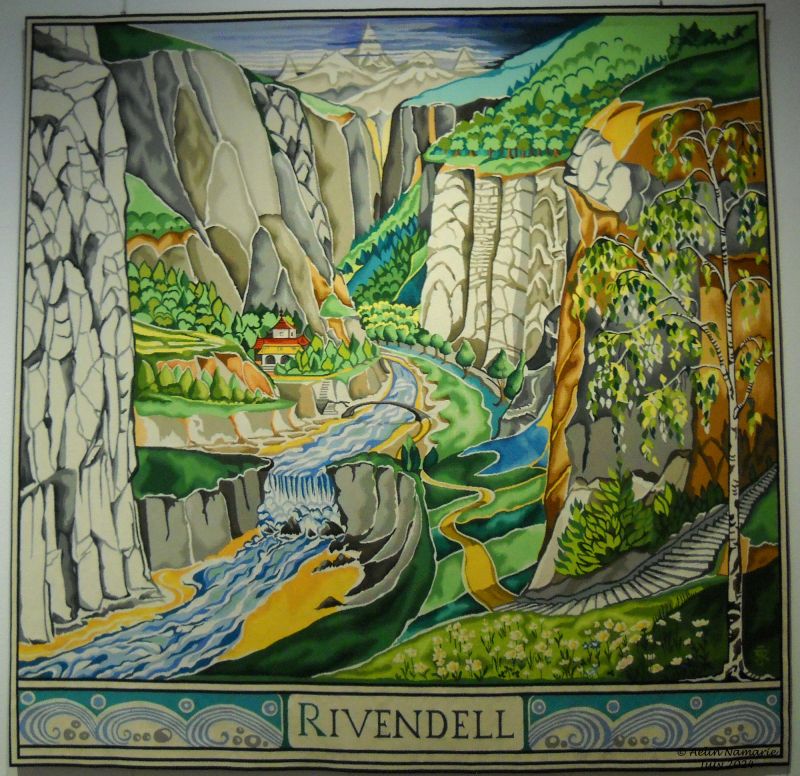 Rivendell
That too is difficult to place in the hanging wall, like Rivendell was created during the Second Age, when Sauron made the war against the Elves - when he finally had forged his ring to rule everything.
Rivendell kept a role in the following of the Middle Earth history, specially in The Hobbit and in Lord of the Rings.

I saw a photo once of a valley, somewhere in Switzerland. Pretty the same angle. The shape of Rivendell valley is exactly the same. It's a place that Tolkien visited and visibly he kept in mind for his books.
