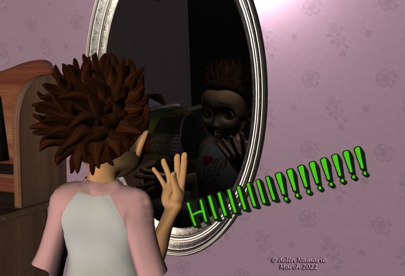 Charivari in town (2)
What she sees in the mirror reflection isn't what she expected to see!

Previous part of the story: https://www.thefantasiesattic.net/attic/cpg/displayimage.php?pid=42615

********
Toon Girl Sadie, by 3Duniverse (Daz3d)
Kiki Clothing Pack 2 - Sweet Dreams, by Lady LittleFox (Daz3d)
Sweet Dreams, by Mada (on her site) [bed]
