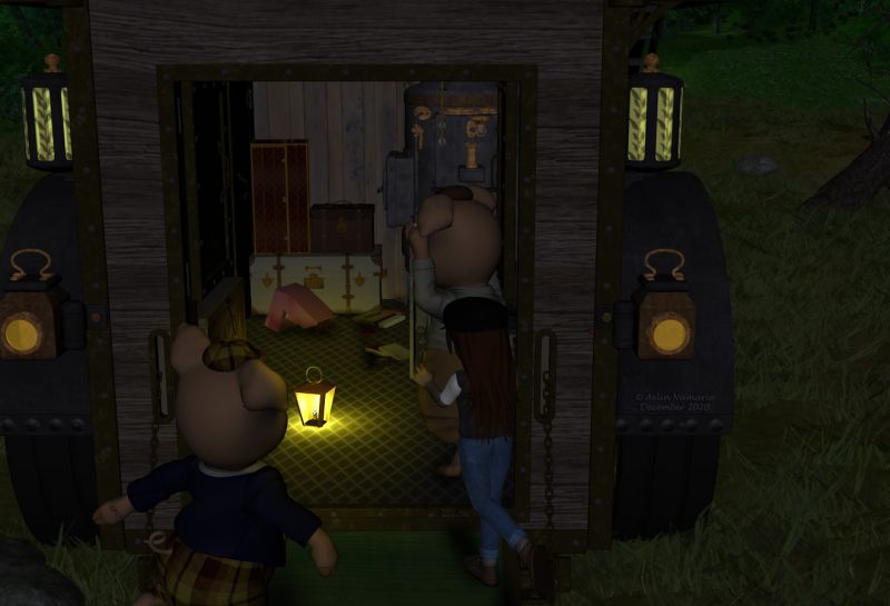 The Travel (10)
Sadie and Porky arrive the first near Patrice, and found him devastated.
"A monster ate all our good chocolates from Wanda Itch's shop!"
"That's the only reason for your scream?" asked Sadie.
"Oh woe!" said Porky in the same time, under the shock.

Previous part of the story: http://www.thefantasiesattic.net/attic/cpg/displayimage.php?pid=40988

********
Victorian Travel Cases, on PoserWorld
Lantern, by Dreamer (FRM)
World Cruise   (Daz3d)
Steam House, by petipet (Daz3d)
Steam House Textures, by Aelin (FRM exclusively)
Forest, by Andrey Pestryakov (Daz3d)
