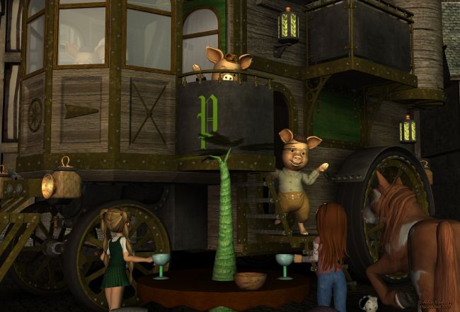 The ???? (4)
"What is this?" asked Sadie.
"Our latest project" answered Patrice.

Previous part of the story: http://www.thefantasiesattic.net/attic/cpg/displayimage.php?pid=40592

********
Toon Girl Sadie, by 3Duniverse (Daz3d)
Dawg, on Mostdigitalcreations
Mae, by Capsces Digital Ink (Daz3d)
Diamond Base Character, by Capsces Digital Ink & Lady Littlefox (Daz3d)
textures for Diamond, by Lyne (on her site)
The 3 Little Pigs, by 3Duniverse (Daz3d) [with Trumarcar's textures]
Toon Holiday Table, by Aelin (FRM exclusively) [should be back next month]
Steam House, by petipet (Daz3d) [with my textures]
The Beffroi, by Roland58 (RMP)
